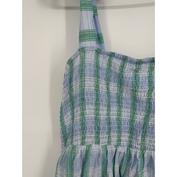 THML TEA PARTY MIDI DRESS Size Large‎ Blue and white checkered smocked top - Picture 2 of 5